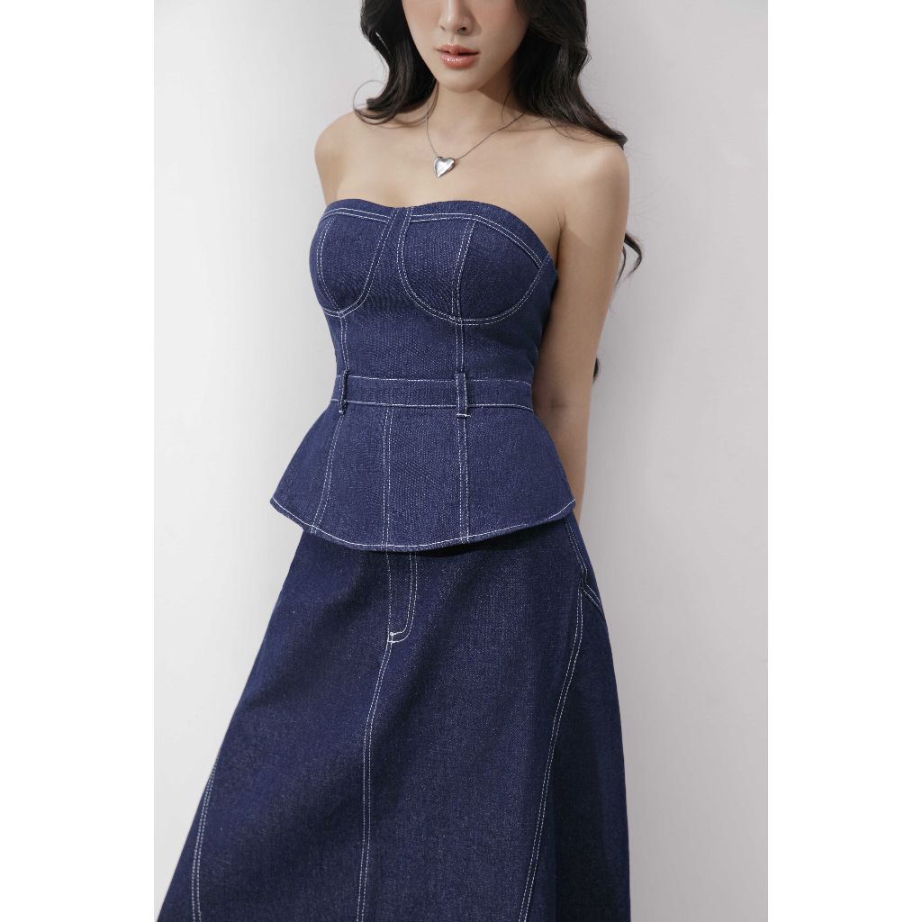 Áo Nữ Denim Thiết Kế Cúp Ngực TUBE TOP - GOÛT DE JUN