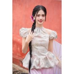 Áo Nữ Cổ Yếm Tay Phồng Dáng Bí Tiểu Thư - TUỆ AN - GOÛT DE JUN