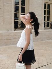 Áo Nữ WIROYS Hai Dây Mùa Hè Xếp Ly Dễ Thương GOUT DE JUN