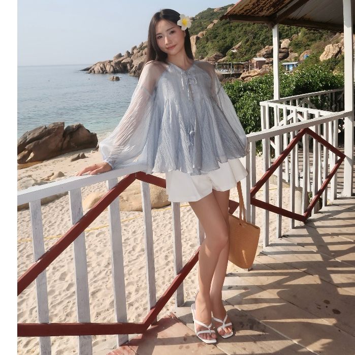 Áo  Nữ Tay Dài Voan Tơ Bồng Bềnh Siêu Xinh - NYSA TOP - GOÛT DE JUN