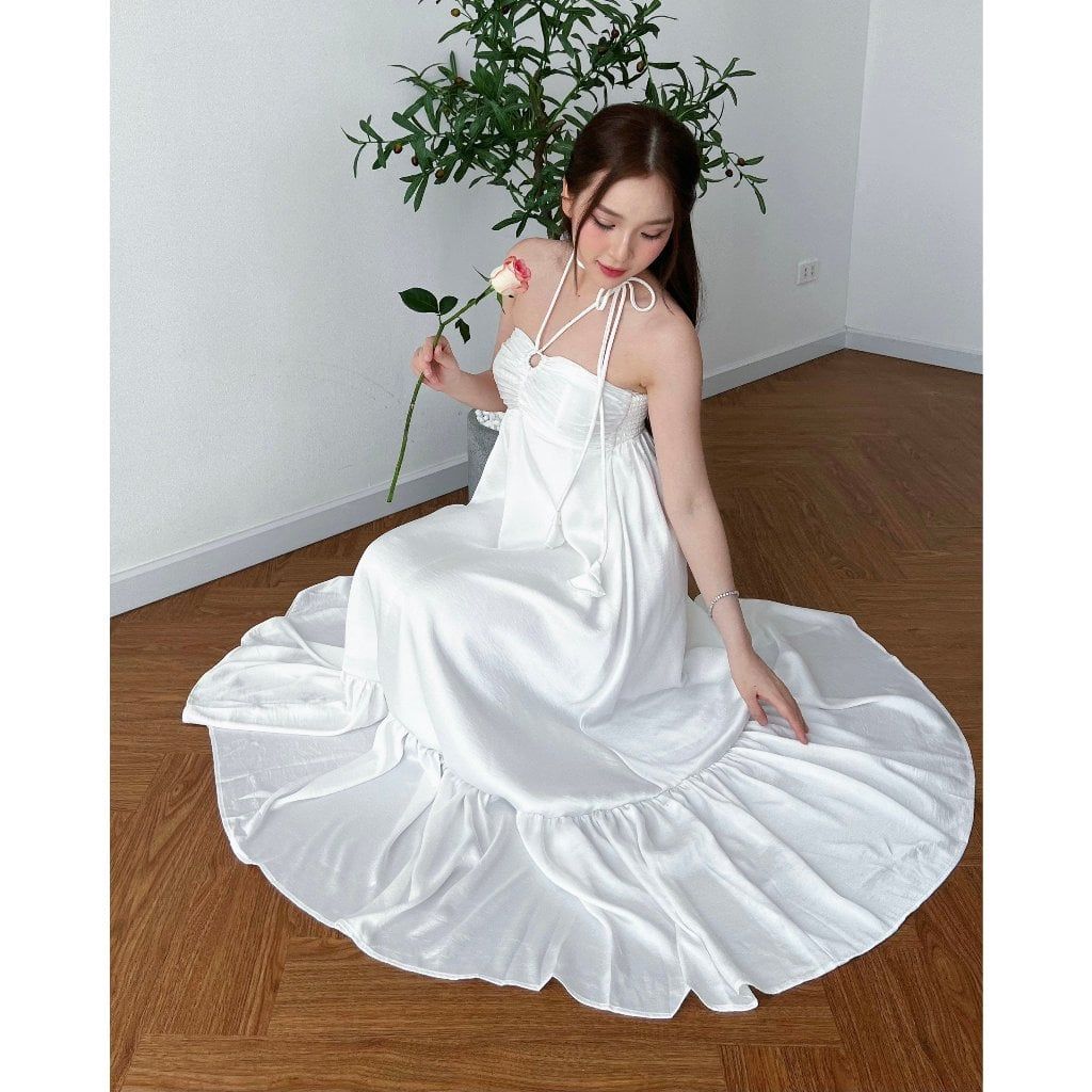 Đầm Maxi Nữ Đi Biển Thiết Kế Thắt Nơ Cúp Ngực - JAYRIN DRESS - GOÛT DE JUN