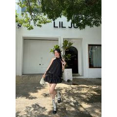 Đầm Nữ Cổ Yếm Phối Nơ Nhún Bèo Dễ Thương - MARCI DRESS - GOÛT DE JUN