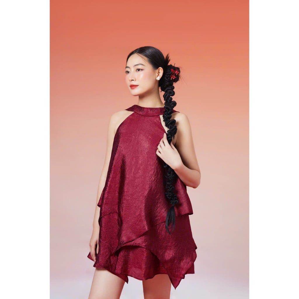 Đầm Freesize Cổ Yếm Cột Nơ Dáng Xòe Tầng Dành Cho Nữ - CHENDY DRESS - GOÛT DE JUN