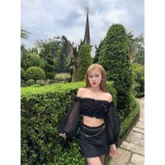 GOÛT DE JUN - Áo Croptop Voan Tay Phồng Trễ Vai - LILY TOP