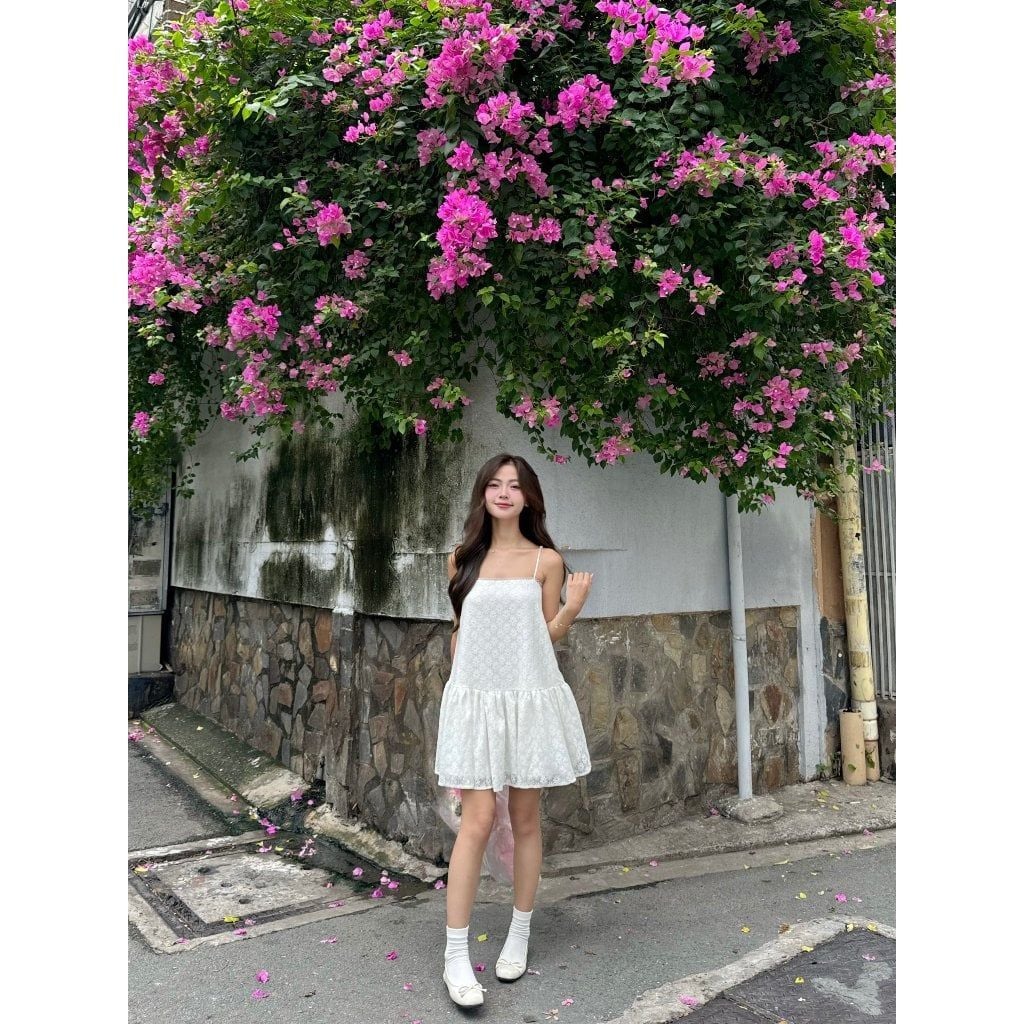 Đầm Nữ Ren Hoa Hai Dây Form Xòe Bánh Bèo - MISTY DRESS - GOÛT DE JUN