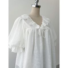 Áo Kiểu Chất Voan 2 Lớp Tay Ngắn Cổ Bèo Nhẹ Nhàng - Hera Top -GOÛT DE JUN