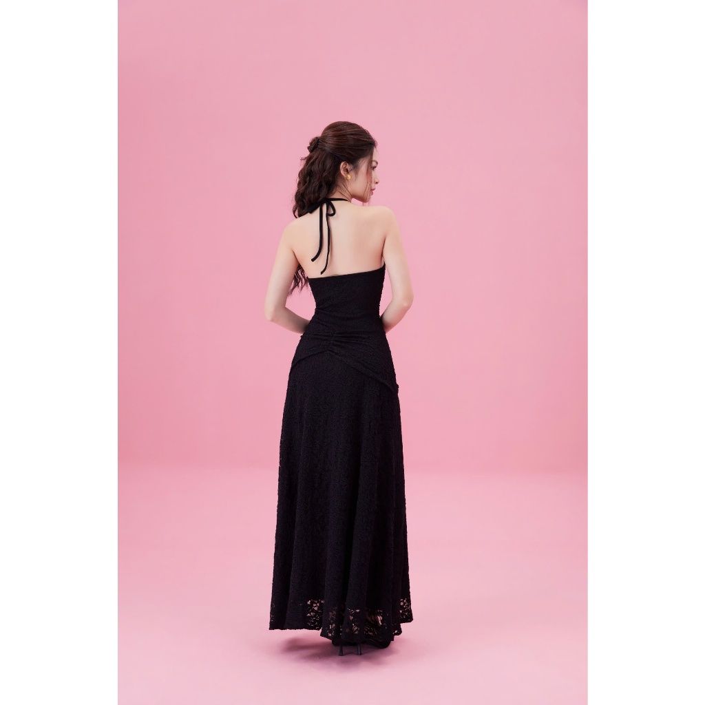 Đầm Xòe Nữ Dự Tiệc Cổ Yếm Nhún Eo Tôn Dáng Viền Bèo Ren Hoa Sang Trọng - JELISS DRESS - GOÛT DE JUN