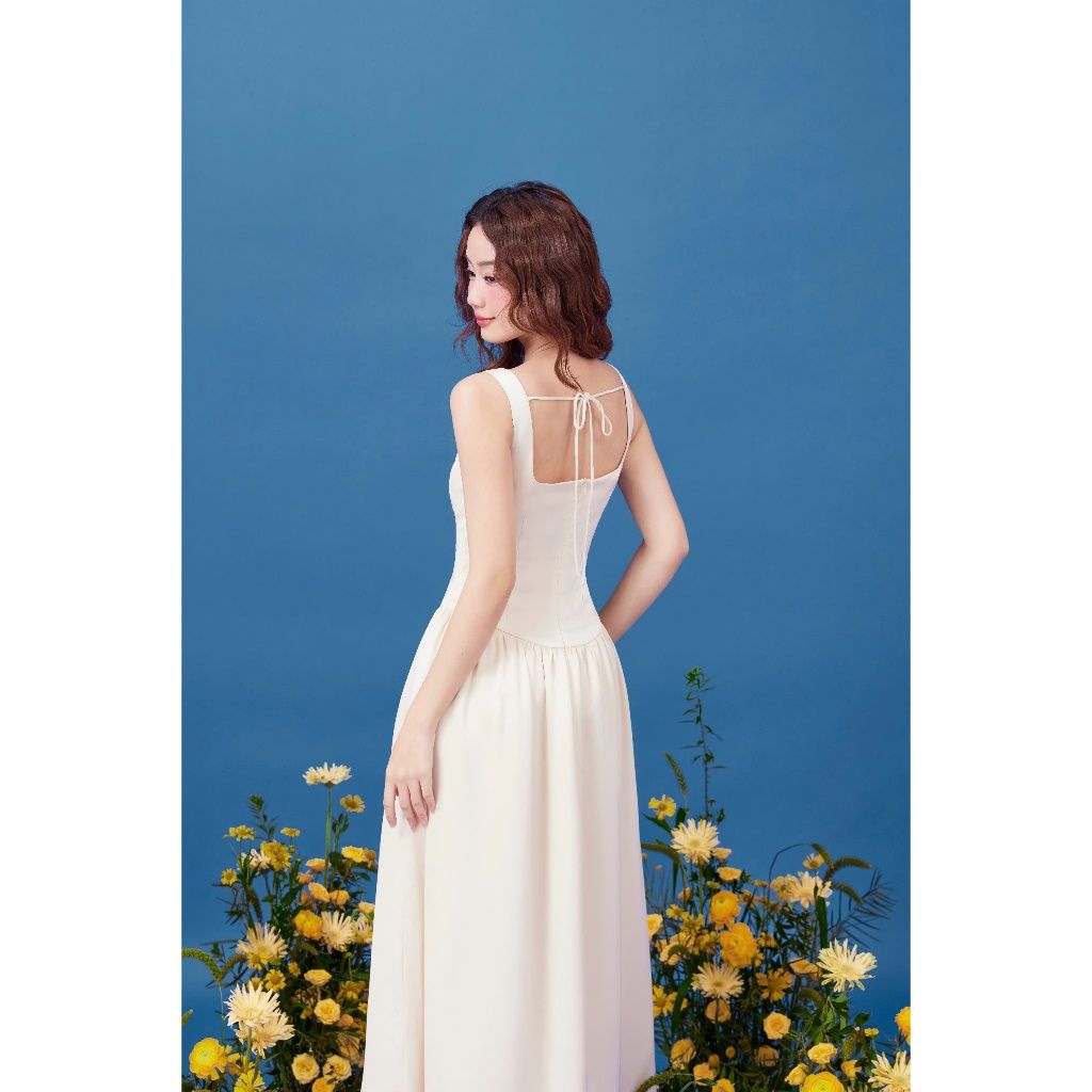 Đầm Nữ Dự Tiệc Hai Dây Dáng Xoè Trơn Kèm Áo Choàng Sang Trọng Quyến Rũ - GABBIE DRESS - GOÛT DE JUN