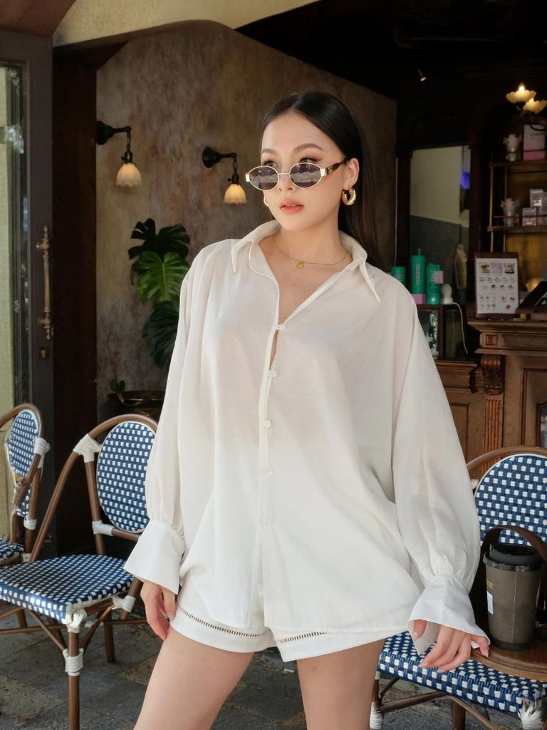 Áo Sơ Mi Nữ ELLIOS Phối Cúc Nữ Tính GOÛT DE JUN