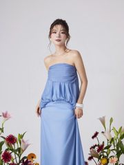 Đầm Nữ MILFOE Chất Voan Tơ Cúp Ngang Dáng Dài Thanh Lịch Nữ Tính GOÛT DE JUN