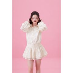 Đầm Nữ Sơ Mi Ren Hoa Thiết Kế Dáng Xòe Hot Trend (kèm Quần)- RAINEY DRESS - GOÛT DE JUN