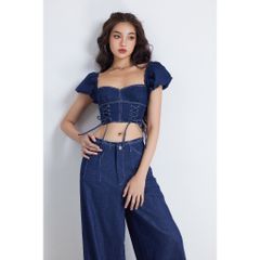 Áo Croptop Denim Tay Phồng Cổ Vuông - DARCY TOP - GOÛT DE JUN