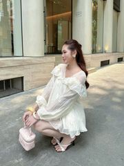Áo Kiểu Nữ Babydoll SWETI Cổ V Bèo Tay Bồng Nữ Tính Dịu Dàng GOÛT DE JUN