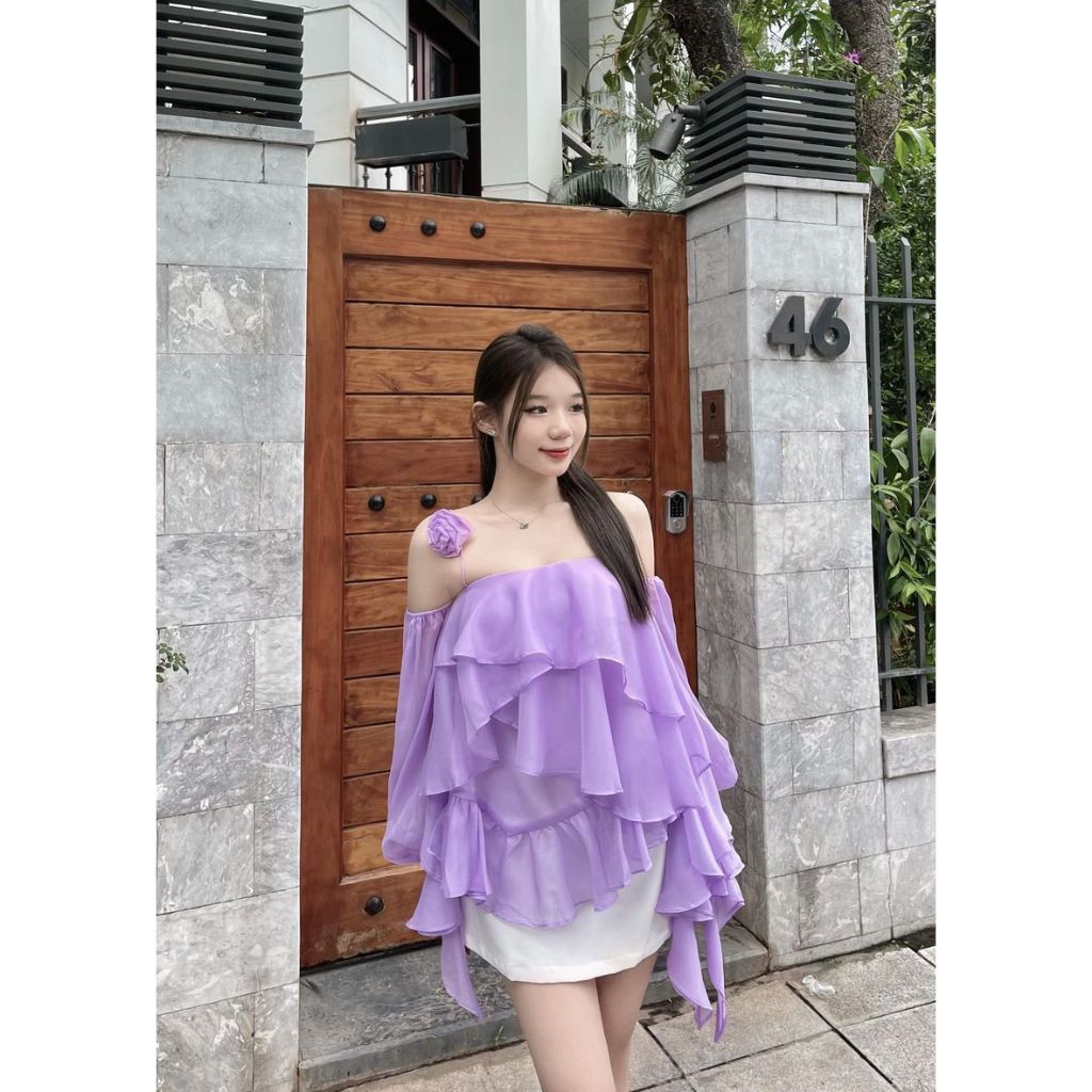 Áo Kiểu Trễ Vai Tầng Bèo Nhẹ Nhàng - Golie Top - GOÛT DE JUN