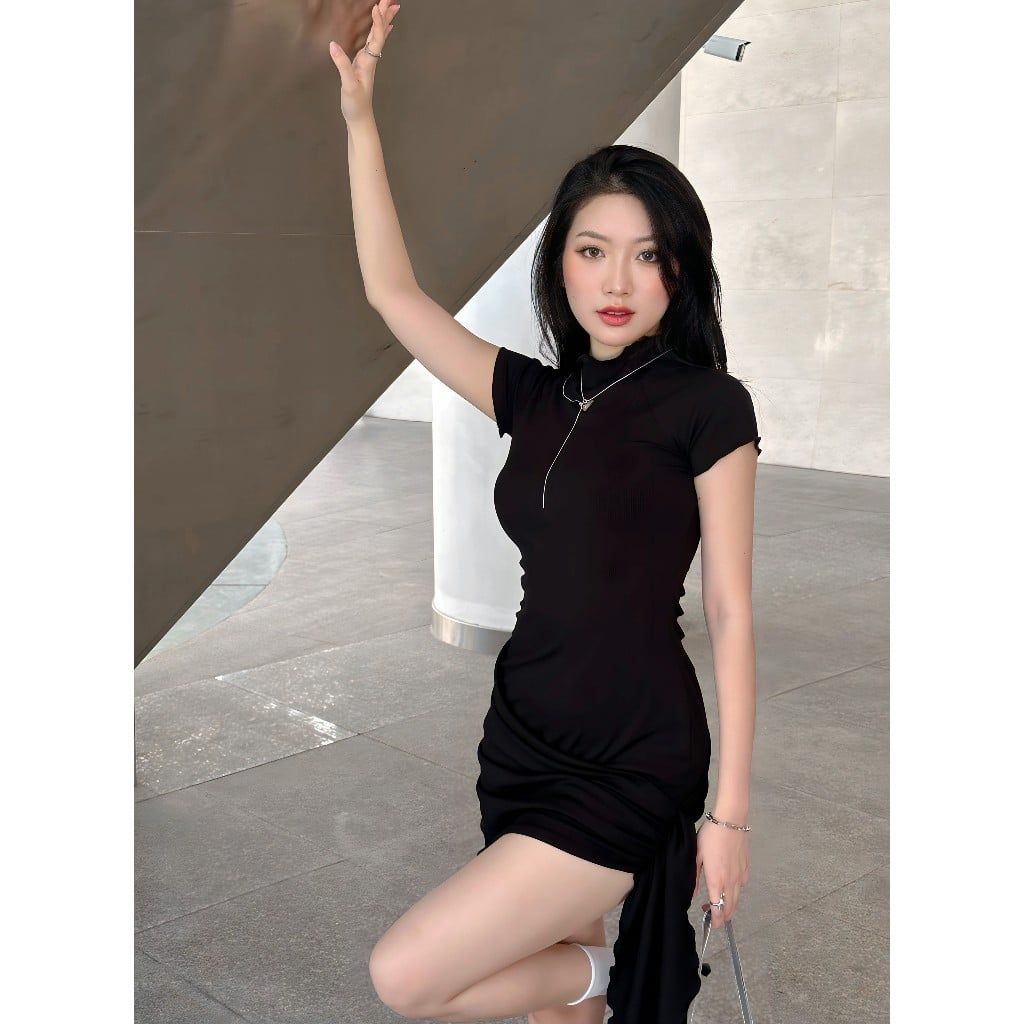 Đầm Body Basic Tay Ngắn Nhún Hông Tôn Dáng - PATINA DRESS - GOÛT DE JUN