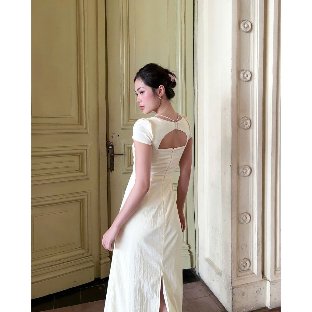 Đầm Nữ Thiết Kế Cổ Vuông Nhún Ngực Hở Lưng Form Dài- SOBIE DRESS - GOÛT DE JUN