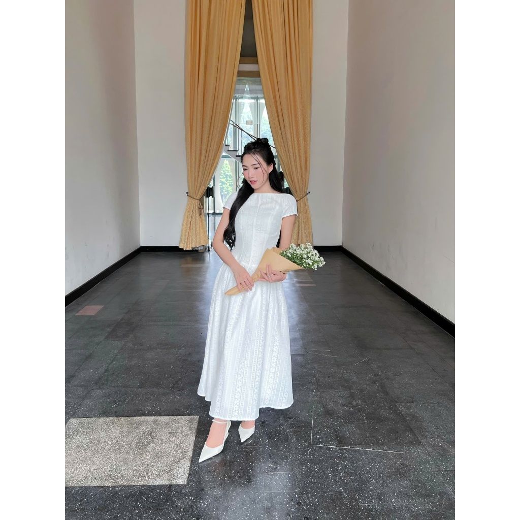 Đầm Dự Tiệc Tay Ngắn Thiết Kế Form Dài Thanh Lịch - ARCHI DRESS - GOÛT DE JUN