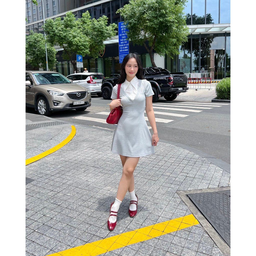 Đầm Nữ Ngắn Phối Cổ Sơ Mi Công Sở Năng Động -GELA DRESS - GOÛT DE JUN