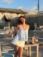 Áo Lụa Nữ NOMES Hai Dây Mùa Hè Phối Tầng Nữ Tính GOÛT DE JUN