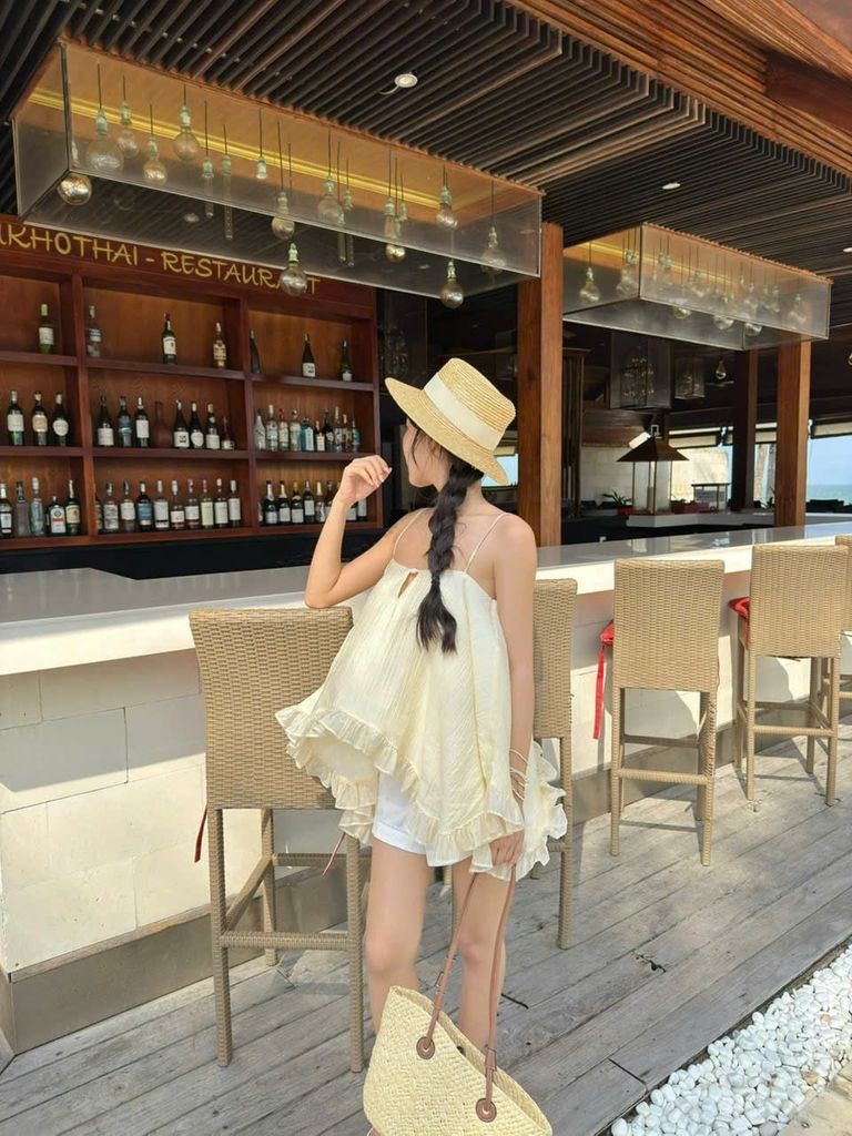 Áo Kiểu Nữ FUSHON Hai Dây Xòe Tầng Babdoll Dễ Thương GOÛT DE JUN