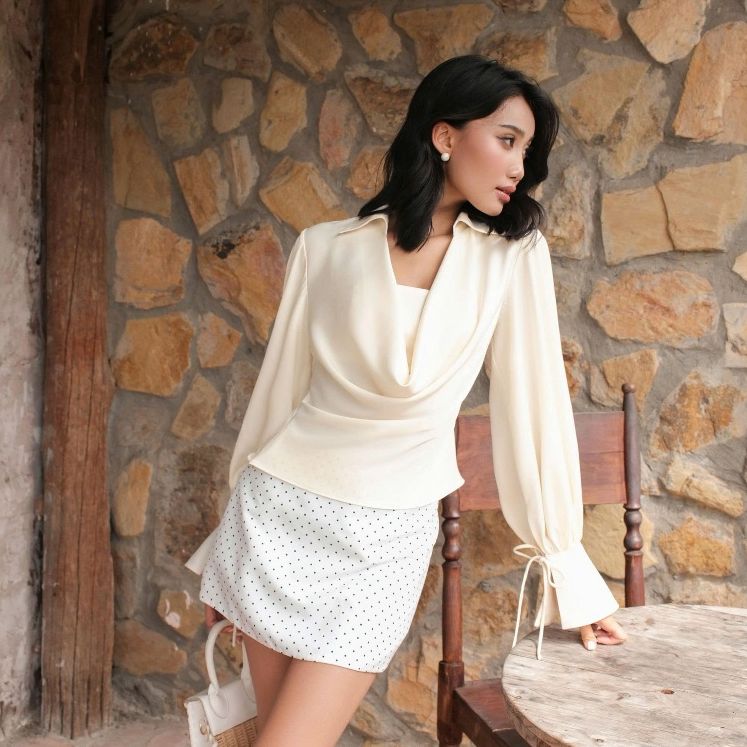 GOUT DE JUN Chân Váy Ngắn Chữ A Chấm Bi Cạp Cao CORIA SKIRT Chân Váy Mini Tôn Dáng FGKA2606121