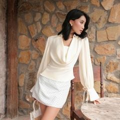 GOUT DE JUN Chân Váy Ngắn Chữ A Chấm Bi Cạp Cao CORIA SKIRT Chân Váy Mini Tôn Dáng FGKA2606121