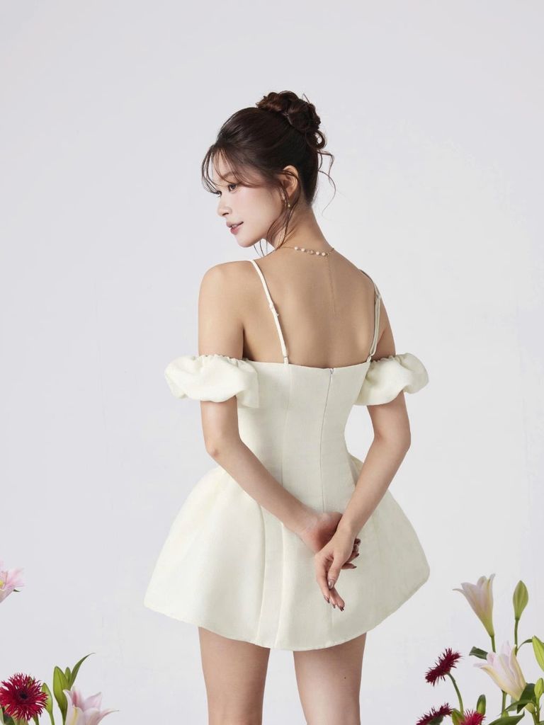 Đầm Nữ NANIR Dáng Ngắn Trễ Vai Cúp Ngực Form A Dự Tiệc GOÛT DE JUN