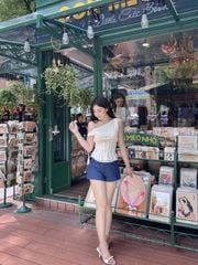Áo Nữ MINHAS TOP Lệch Vai Chiết Eo Tôn Dáng GOUT DE JUN