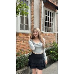 Áo Croptop Nữ Dài Tay Phối Cổ Đổ Nữ Tính  - RANCO TOP - GOÛT DE JUN