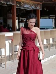 Đầm Nữ CYONS DRESS Form Bí Lệch Vai Dự Tiệc Sang Chảnh GOUT DE JUN