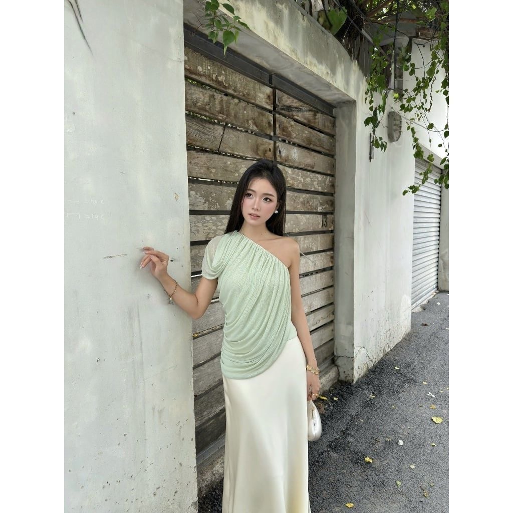 GOUT DE JUN Áo Nữ Cổ Lệch Vai Thun Lưới FIRMAS TOP Áo Kiểu Nữ Sang Chảnh Đi Tiệc Dạo Phố FGBA2607037
