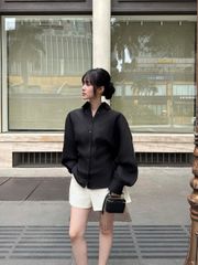 Áo Sơmi Nữ ASRICKE Dây Thắt Eo Tay Dài Phồng Dáng Rộng Đơn Dáng GOÛT DE JUN