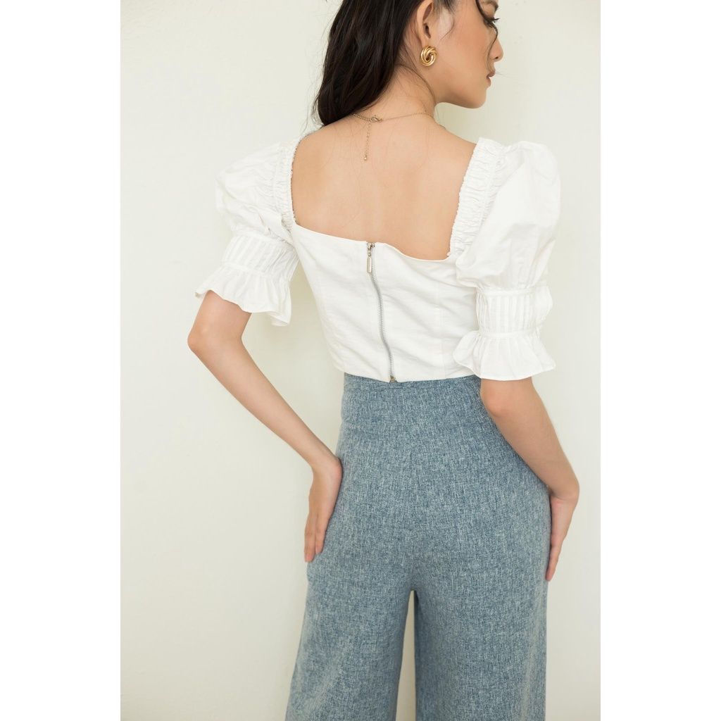 GOÛT DE JUN - Áo Croptop trắng tay kiểu - Remyn Top