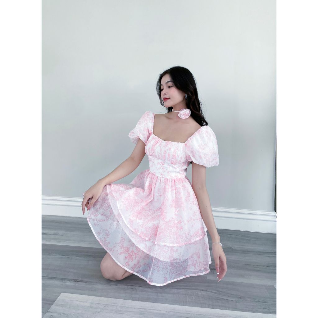 Đầm Nữ Xòe Hai Tầng Tiểu Thư (Tặng Kèm Hoa) - WINNY DRESS - GOÛT DE JUN
