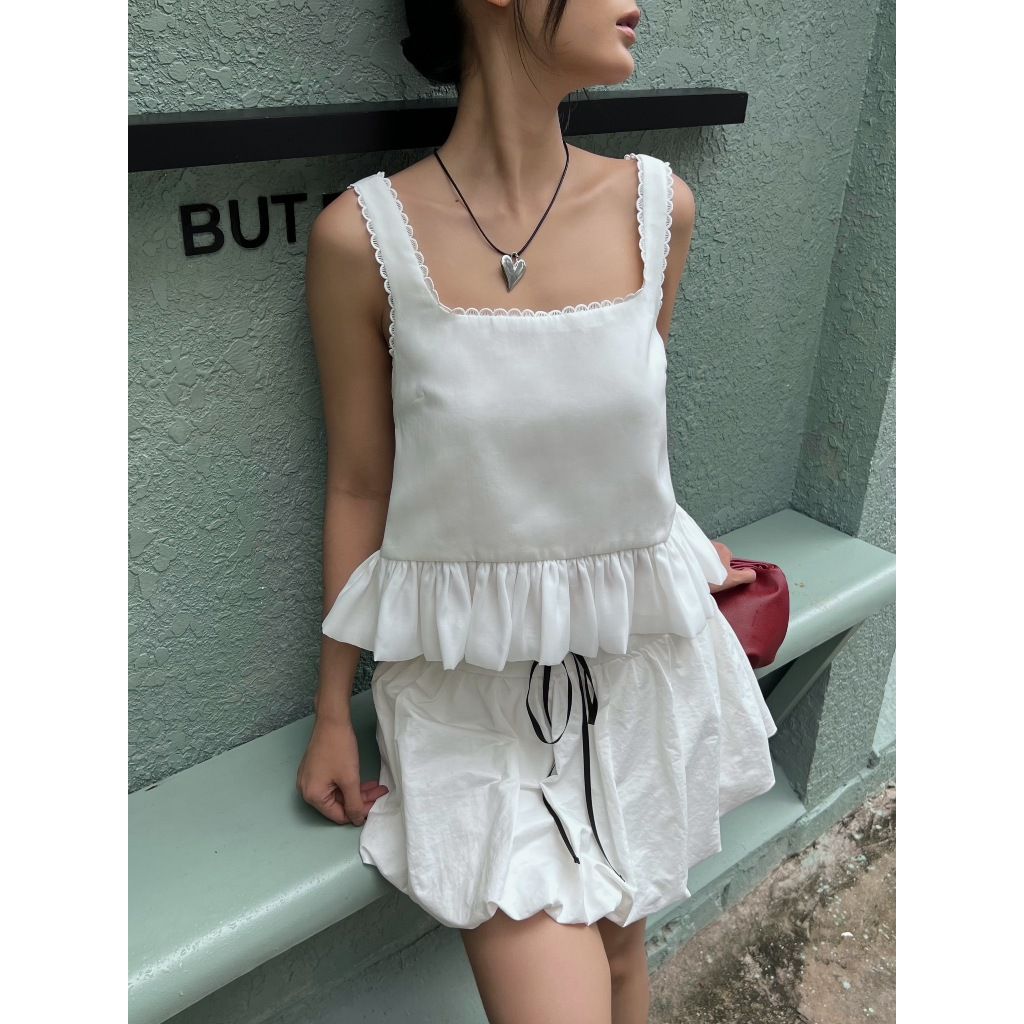 Áo Nữ Thiết Kế Cổ Vuông Phối Bèo Dáng Bí   - DOYIN TOP - GOÛT DE JUN