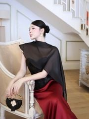 Áo Kiểu Nữ CERIDW TOP Form Corset Chất Da Tôn Dáng Phối Khăn Voan Sang Chảnh GOUT DE JUN