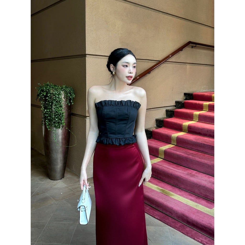 Áo Croptop Nữ Cúp Ngực Phối Bèo -ANNI TOP - GOÛT DE JUN