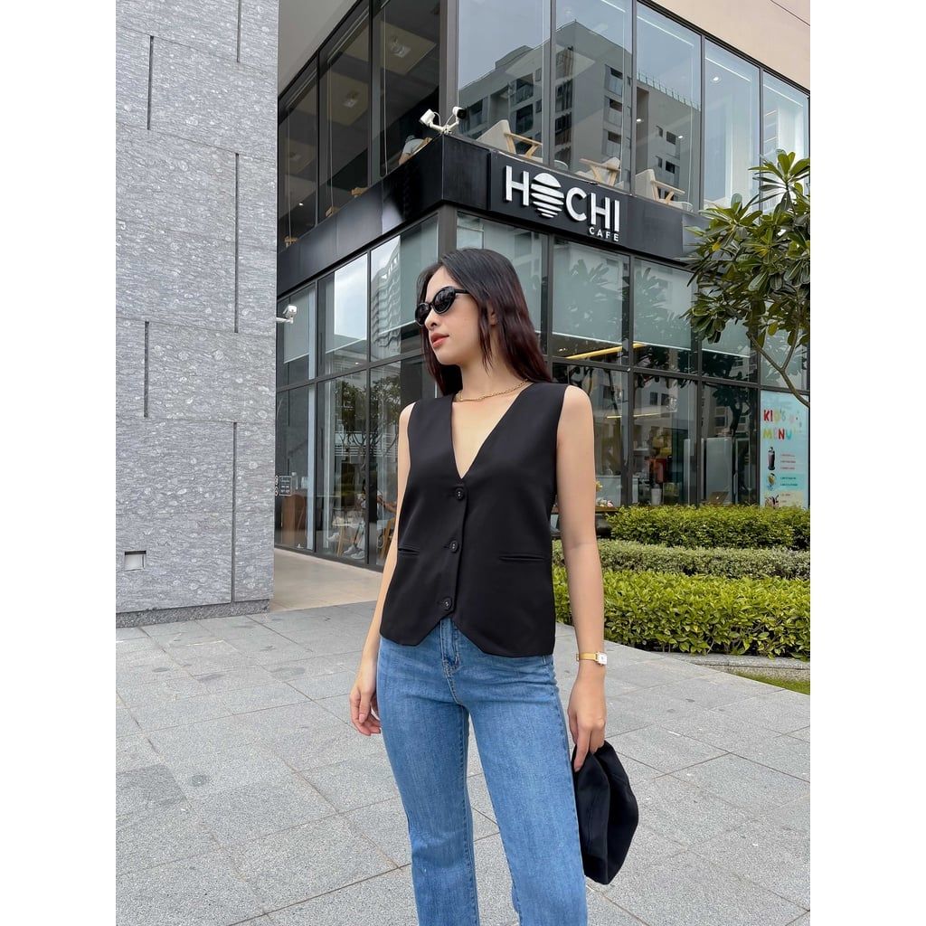 Áo gile nữ thiết kế form rộng CHIZU  TOP - GOÛT DE JUN