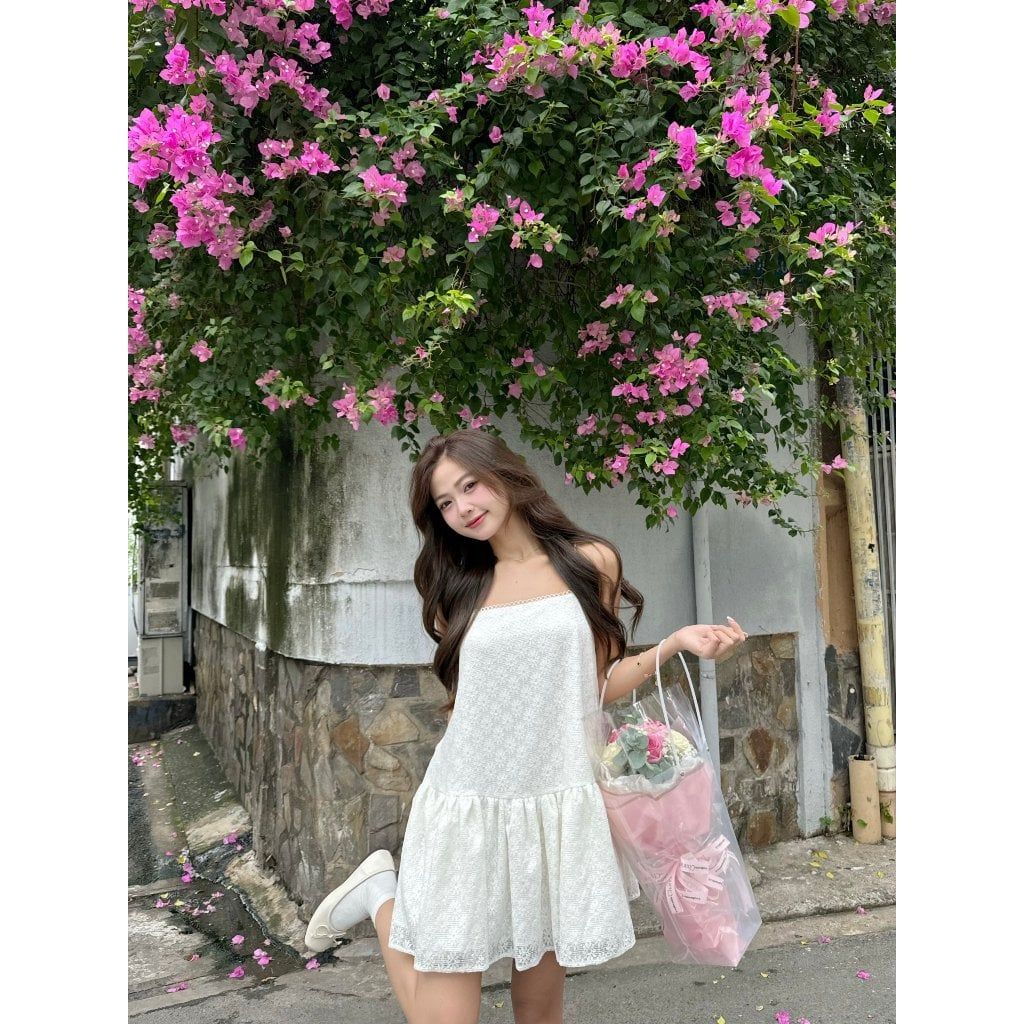 Đầm Nữ Ren Hoa Hai Dây Form Xòe Bánh Bèo - MISTY DRESS - GOÛT DE JUN