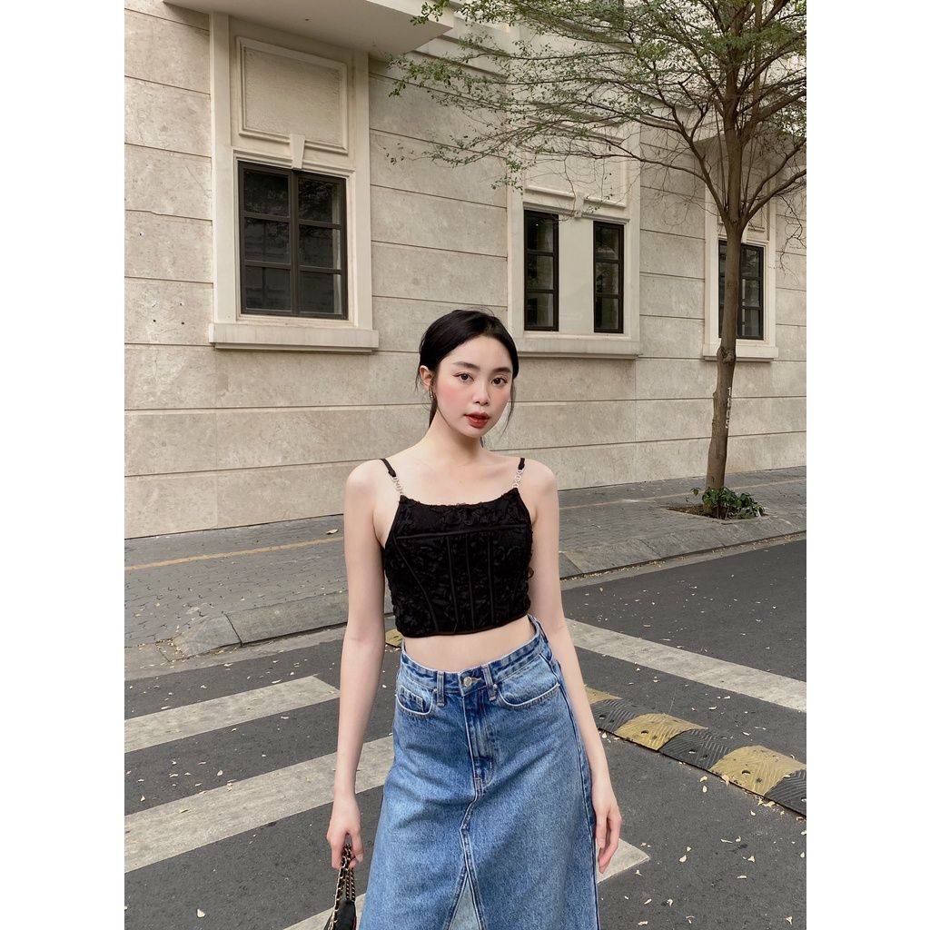 Áo Croptop Corset Hai Dây - MABELL TOP - GOÛT DE JUN