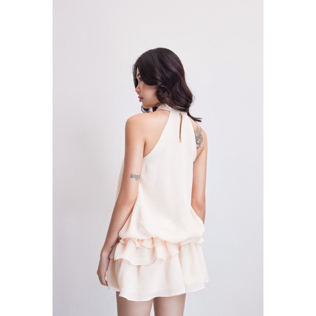 Đầm Nữ Cổ Yếm Phối Nơ Nhún Bèo Dễ Thương - MARCI DRESS - GOÛT DE JUN