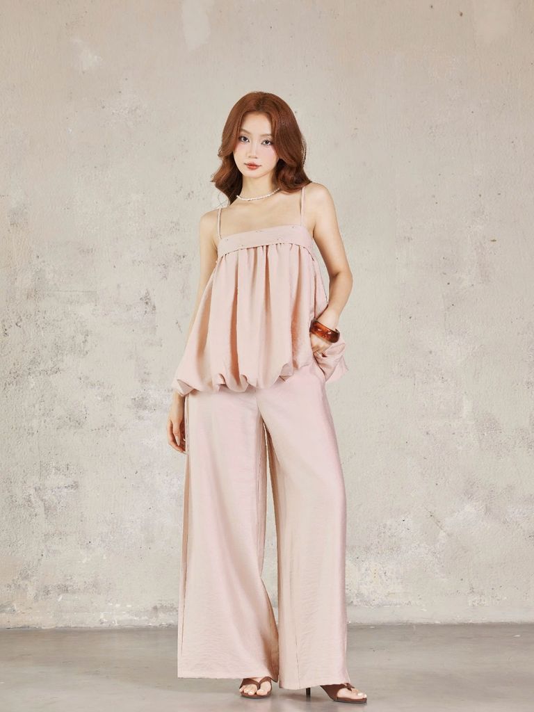 (Bán Lẻ) Set Nữ SOROW  Áo 2 Dây Form Bí Phối Quần Ống Rộng GOÛT DE JUN