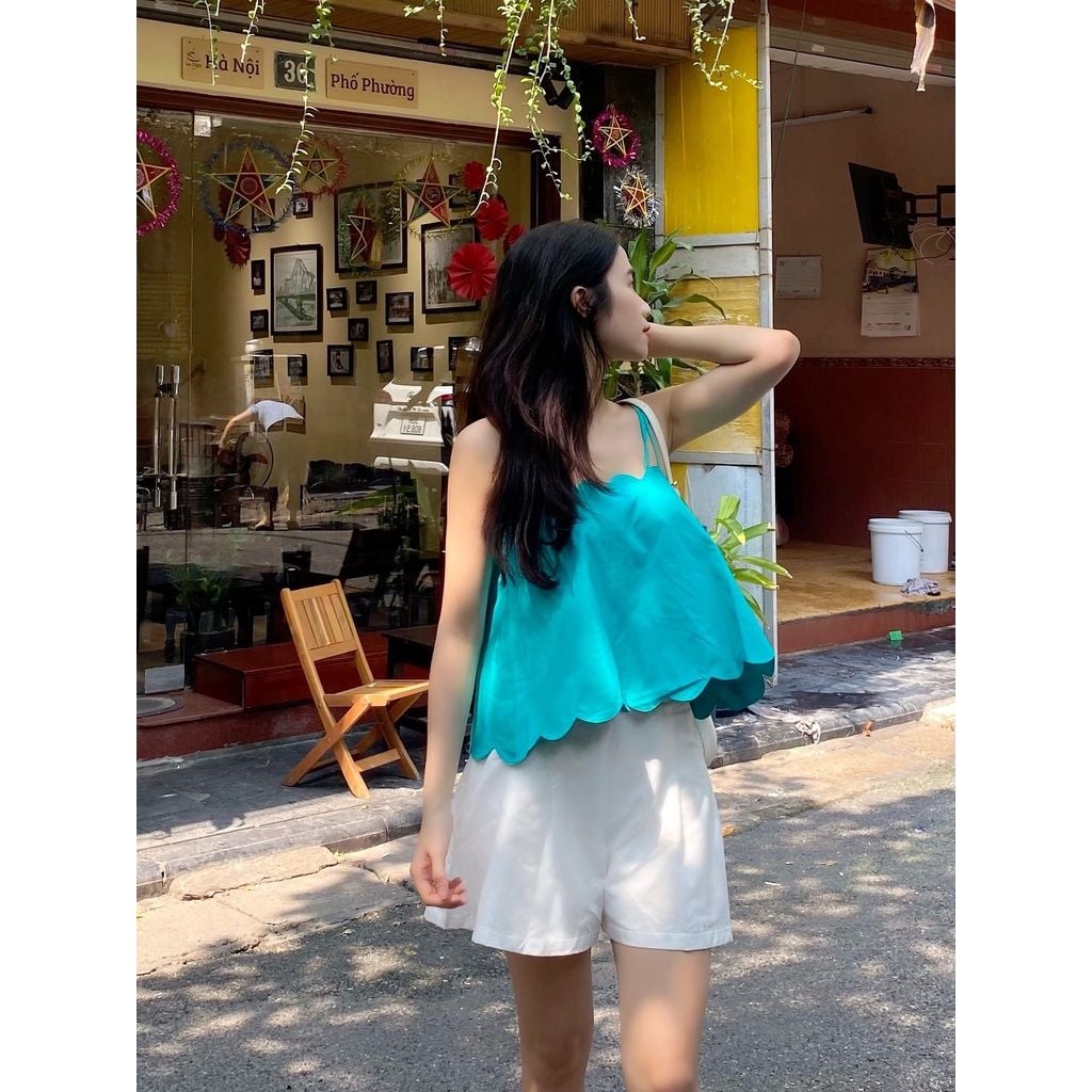 GOÛT DE JUN - Áo nữ Hai Dây gợn sóng cột nơ lưng - Jola Top