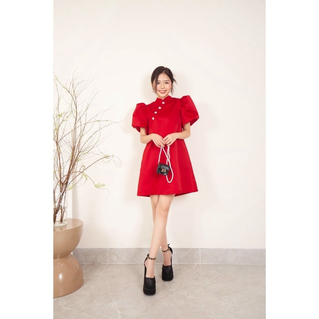 GOÛT DE JUN - Đầm nữ cổ tàu tay bồng - JIA DRESS