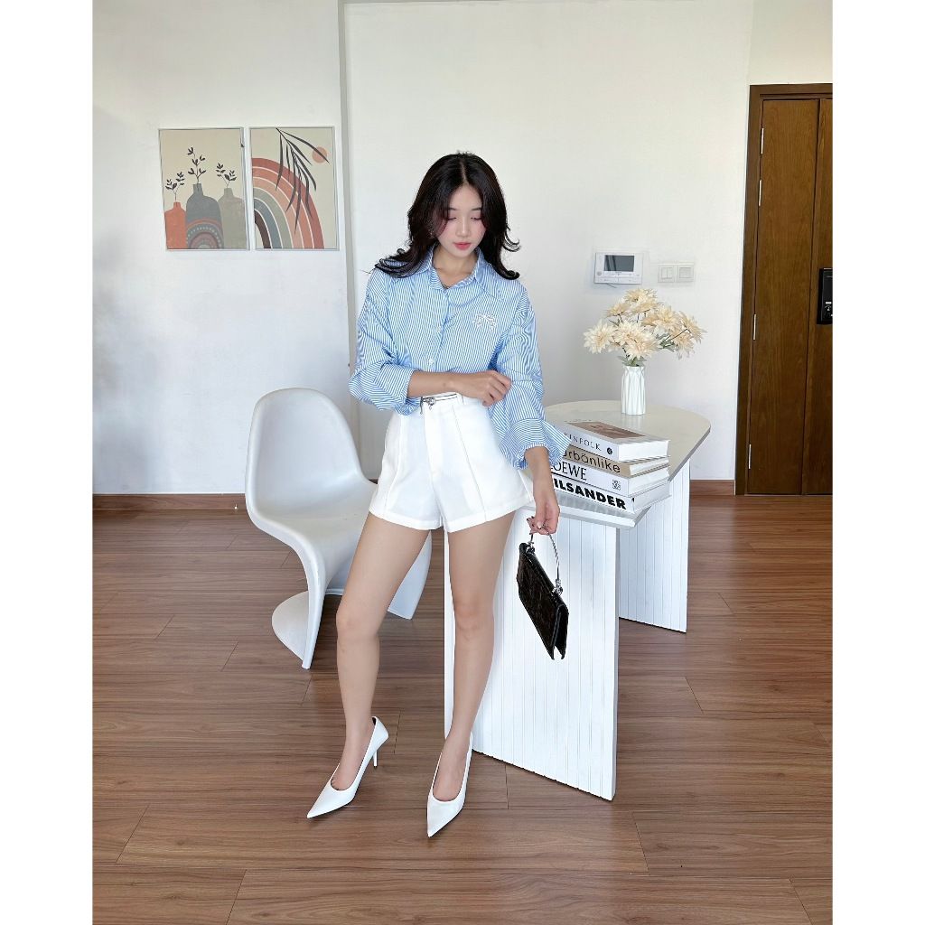 Áo Sơ Mi Nữ Sọc Thêu Nơ Freesize Công Sở Thanh Lịch - ONNA TOP -  GOÛT DE JUN