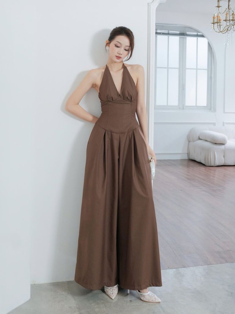 Jumpsuit Nữ AURENS JUMPS Cổ Yếm Chiết Eo Sang Trọng Thanh Lịch GOUT DE JUN