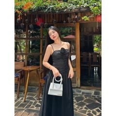 Đầm Hai Dây Đi Biển Thiết Kế Nhún Dáng Dài (Hoa rời)  - MUNNI DRESS - GOÛT DE JUN
