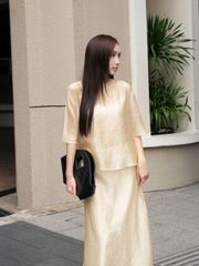 GOUT DE JUN Set Lụa Áo Tay Lửng Phối Chân Váy Suông FAMIS SET Thanh Lịch Sang Trọng FGBA2607063