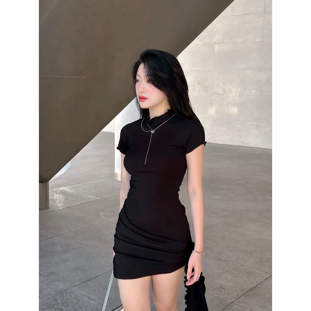Đầm Body Basic Tay Ngắn Nhún Hông Tôn Dáng - PATINA DRESS - GOÛT DE JUN