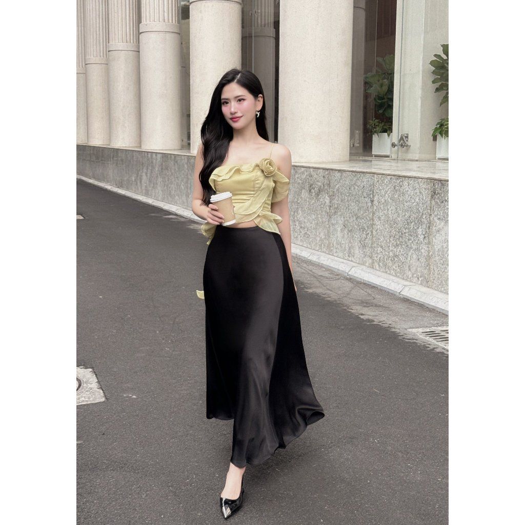 Áo Croptop Nữ Lệch Vai Phói Tua Rua Bánh Bèo - PAMIN TOP - GOÛT DE JUN